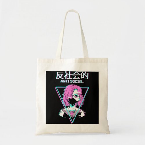Antisocial Vaporwave Anime Girl Japanese Indie Alt Tote Bag