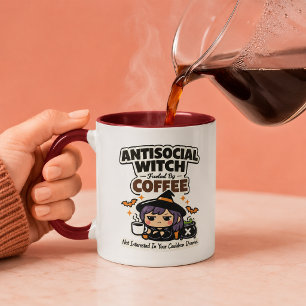Antisocial Witch Fueled By Coffee Funny Halloween Mug