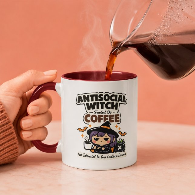 Antisocial Witch Fueled By Coffee Funny Halloween Mug (Creator Uploaded)