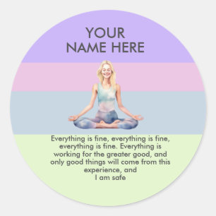 ANTISTRESS CALM YOGA PASTEL ZEN RELAX CLASSIC ROUND STICKER