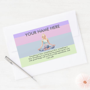 ANTISTRESS CALM YOGA PASTEL ZEN RELAX RECTANGULAR STICKER