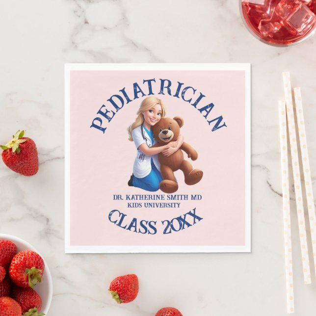 antistress pediatrician teddy bear kids university napkins (Insitu)