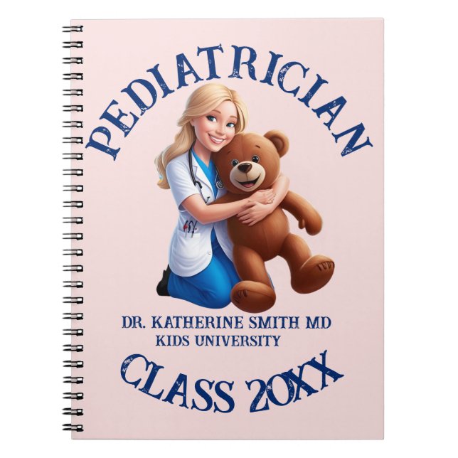 antistress pediatrician teddy bear kids university notebook (Front)
