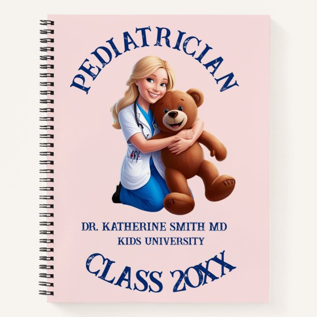 antistress pediatrician teddy bear kids university notebook (Front)
