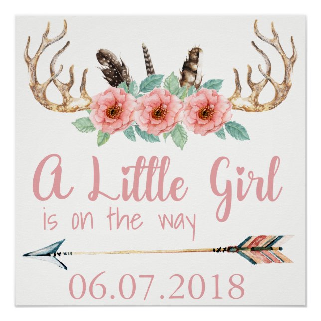 Antler Baby Shower Poster (Front)