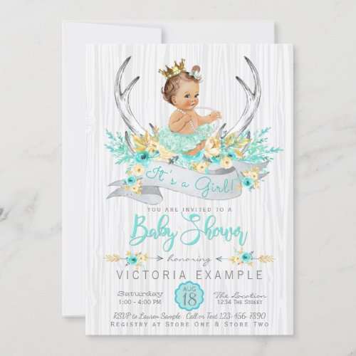 Antler Boho Princess Tribal Baby Shower Invitation