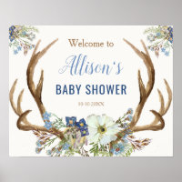 Antler boho rustic baby shower welcome sign
