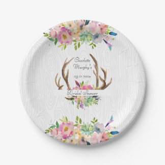 Antler Boho Watercolor Paper Plates