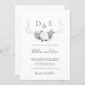 Antler boho wedding invitation (Front/Back)