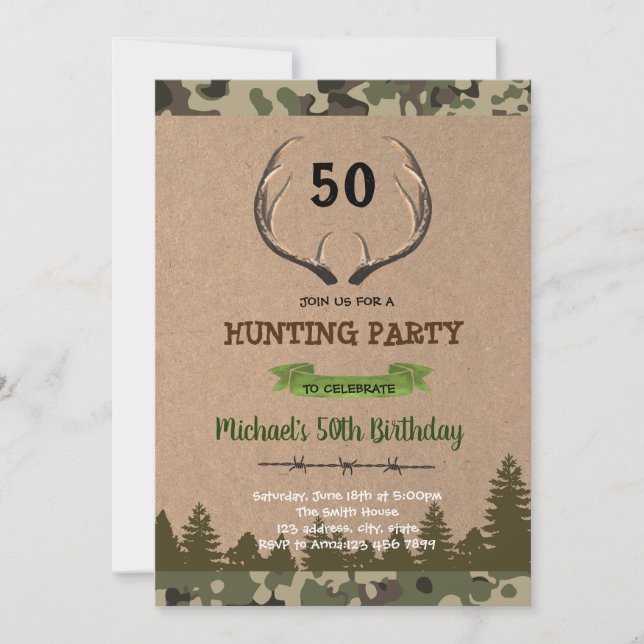 Antler deer retirement hunting invitation (Front)