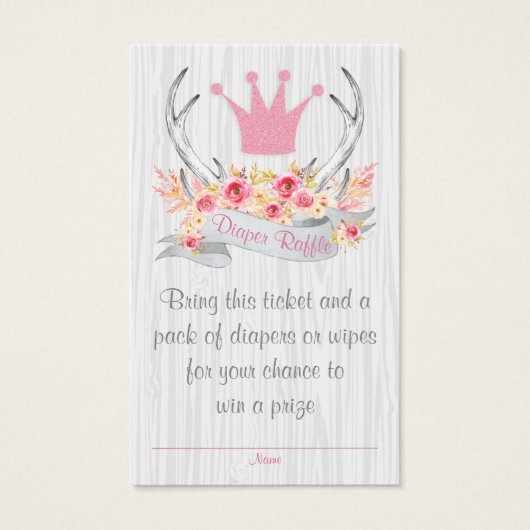 Antler Diaper Raffle Ticket and Bring a Book Card (Front)