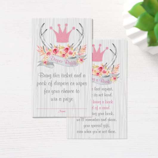 Antler Diaper Raffle Ticket and Bring a Book Card (Desk)