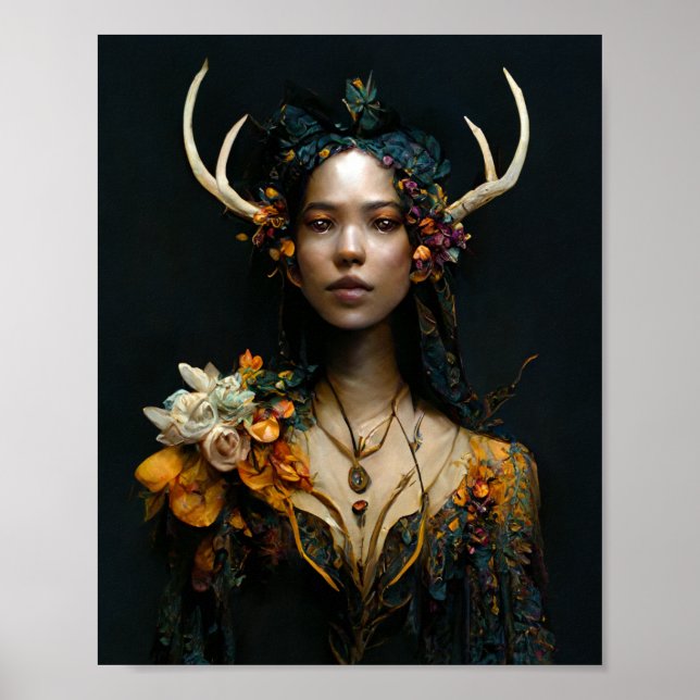 Antler Fae 2 Fairy Fantasy Art Poster (Front)