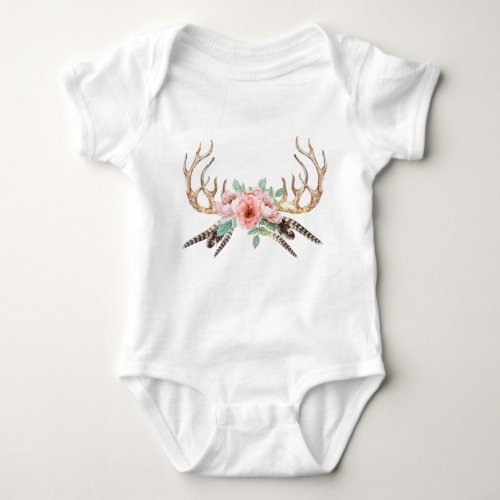 Antler Floral Baby Outfit Baby Bodysuit