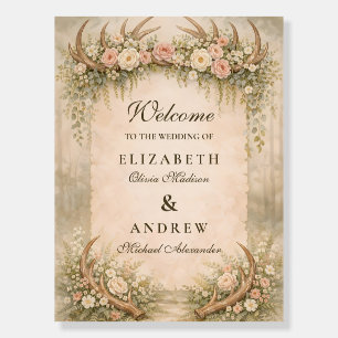 Antler Floral Woodland Wedding Foam Board
