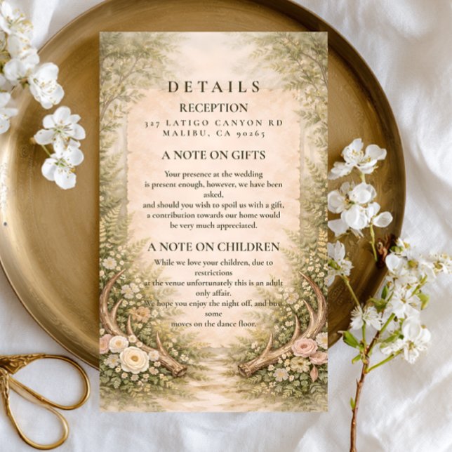 Antler Forest Romance Wedding Enclosure Card (Creator Uploaded)