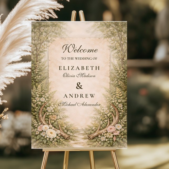 Antler Forest Romance Wedding Foam Board (Creator Uploaded)