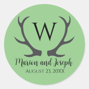 Antler Initial Wedding Envelope Seal Favor Sticker