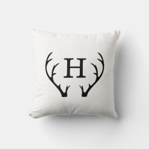 Antler Monogram Throw Pillow