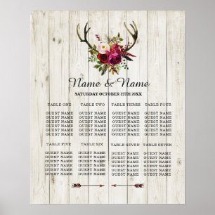 Antler Stag Table Wedding Floral Poster 8 Seating
