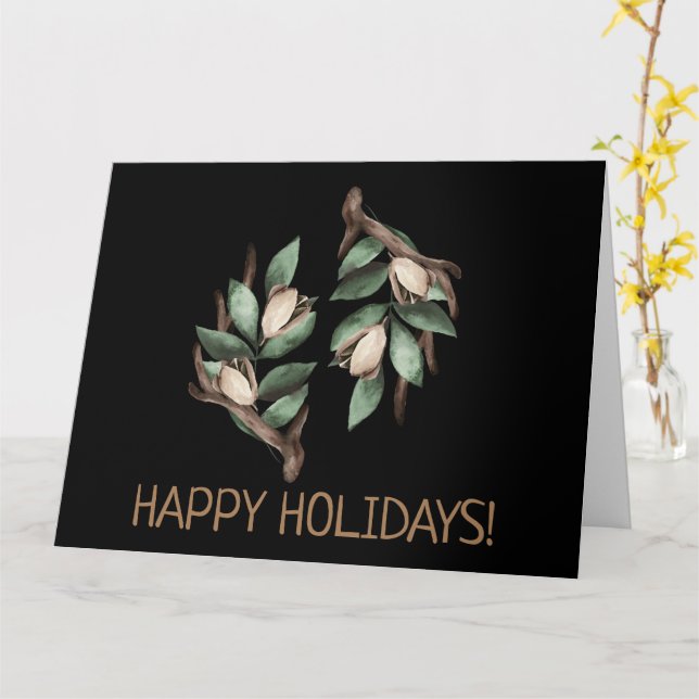 Antler with green branch Postcard (Yellow Flower)