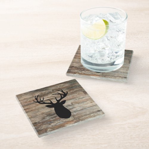 Antler Wood Painting Rustic Style Glass Coaster