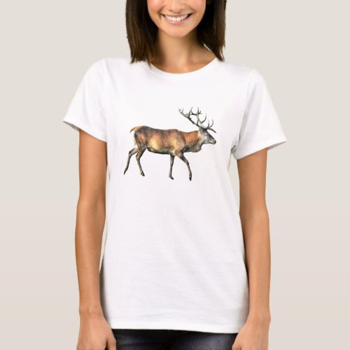 Antlered Deer Stag Wildlife Art T_Shirt