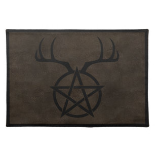 Antlered Pentacle On Faux Learther Cloth Placemat