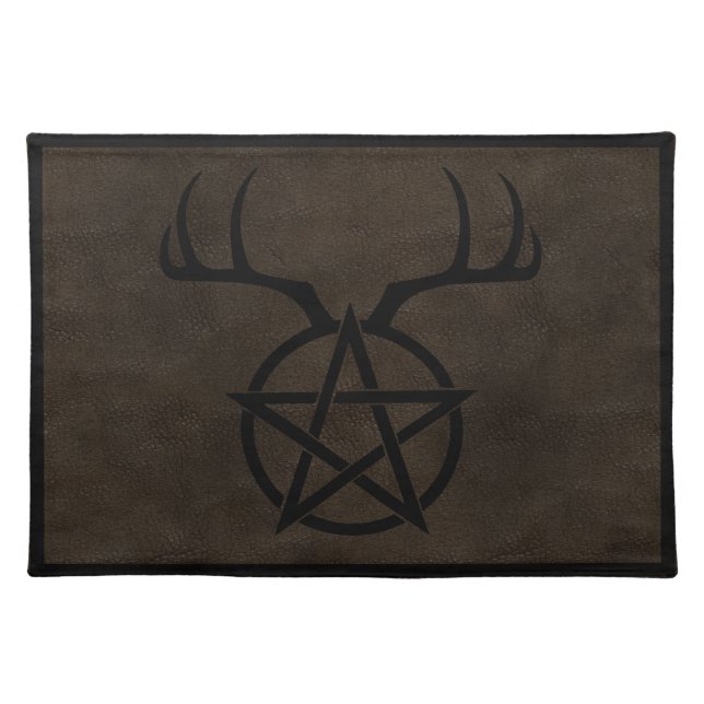 Antlered Pentacle On Faux Learther Cloth Placemat (Front)
