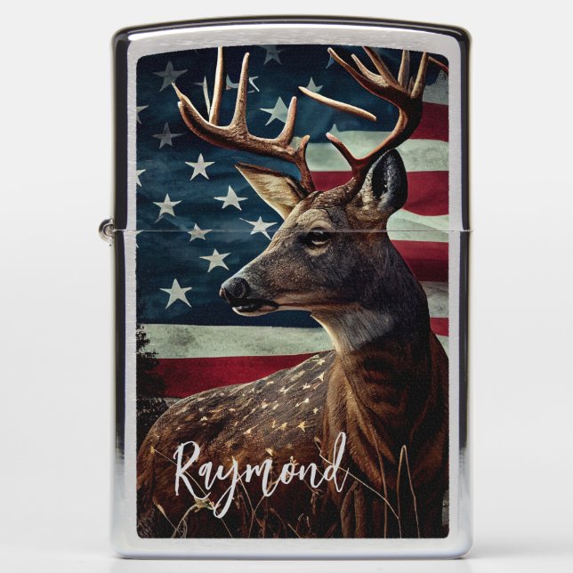 Antlered Valor: American Wilderness Spirit Zippo Lighter (Front)