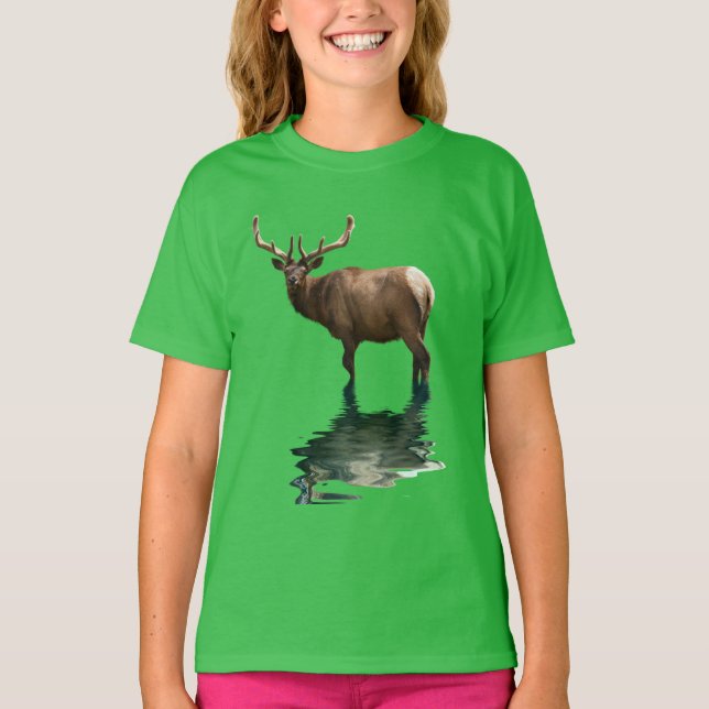 Antlered Wapiti Elk Wildlife Supporter Art T-Shirt (Front)