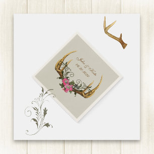 Antlers and Roses Pink Wedding Napkins