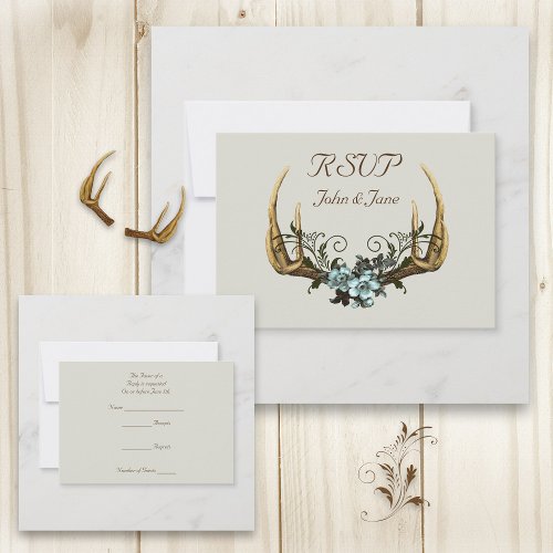 Antlers and Roses RSVP Card