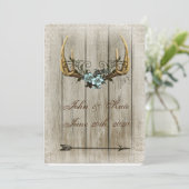 Antlers and Roses Rustic Wedding Invitation (Standing Front)