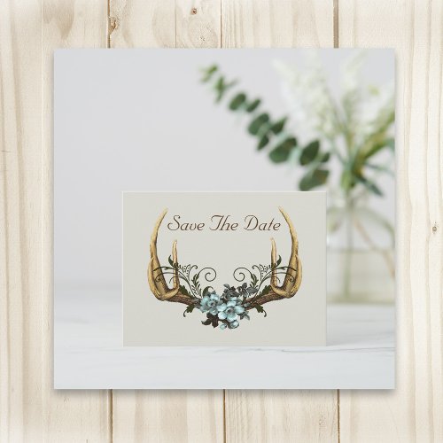 Antlers and Roses Save the Date Postcard