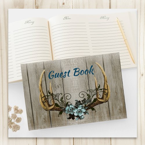 Antlers and Roses Wedding Guest Book
