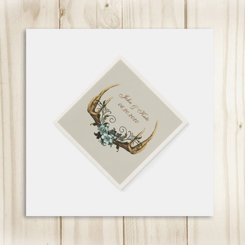 Antlers and Roses Wedding Napkins