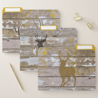 Antlers Deer Hunter Distressed Wood Design File Folder