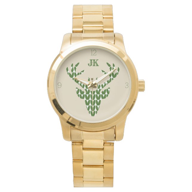 Antlers Deer Hunter Xmas Personalized Initials Watch (Front)