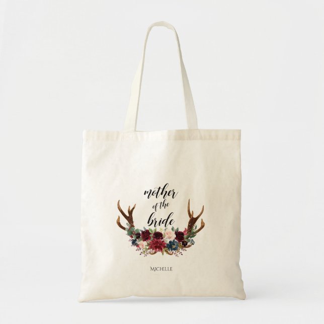 Antlers Floral Bridal Party | Mother of the bride Tote Bag (Front)