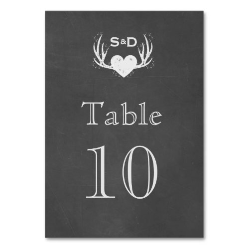 Antlers  Heart Tying The Knot Table Number