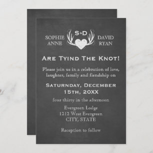 Antlers & Heart Tying The Knot Wedding Invitation
