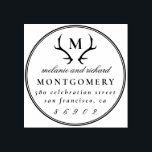 Antlers Monogram Wedding Names & Return Address Rubber Stamp<br><div class="desc">Easily personalize these custom Antlers Monogram Wedding Names & Return Address rubber stamps with your own names and address. To customize these rubber stamps, click on "Personalize this template" and change the text in the boxes provided. Available with different ink pad colors (not included) in square sizes 1 inch, 2...</div>
