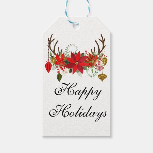 Antlers Ornaments Floral Antlers Holiday Rustic Gift Tags