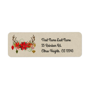 Antlers Ornaments Floral Antlers Holiday Rustic Label