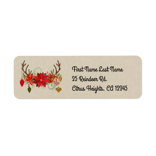 Antlers Ornaments Floral Antlers Holiday Rustic Label