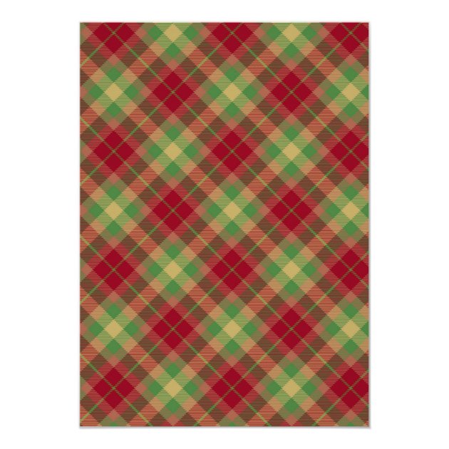 Antlers Red Green Plaid Christmas Party Invitation