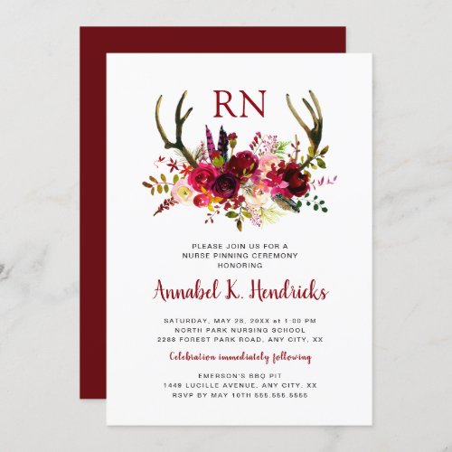 Antlers RN pinning ceremony  celebration party Invitation