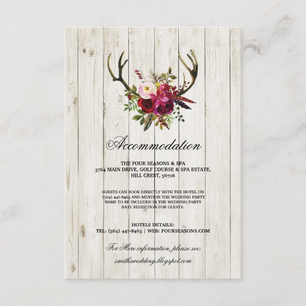 Antlers Rustic Accommodation Wood Wedding Cards