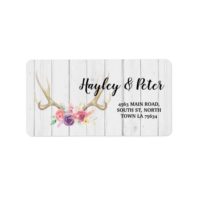 Antlers Rustic Address Labels Stickers Wedding (Front)